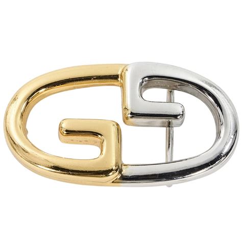 1970s Vintage Gucci Beltbuckle, Gold and Silver 